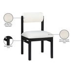 Roundhill Linen Textured Fabric Upholstered Dining Chair in Cream