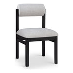 Roundhill Linen Textured Fabric Upholstered Dining Chair in Grey