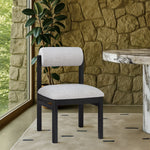 Roundhill Linen Textured Fabric Upholstered Dining Chair in Grey