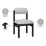 Roundhill Linen Textured Fabric Upholstered Dining Chair in Grey