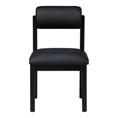 Roundhill Vegan Leather Upholstered Dining Chair in Black