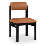 Roundhill Vegan Leather Upholstered Dining Chair in Cognac