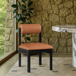 Roundhill Vegan Leather Upholstered Dining Chair in Cognac