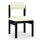 Roundhill Vegan Leather Upholstered Dining Chair in Cream