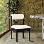 Roundhill Vegan Leather Upholstered Dining Chair in Cream