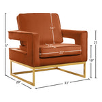 Noah Velvet Upholstered Accent Chair (511-) in Cognac