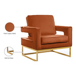Noah Velvet Upholstered Accent Chair (511-) in Cognac