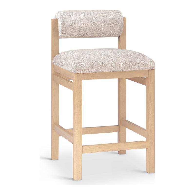 Roundhill Linen Textured Fabric Upholstered Counter Stool in Beige