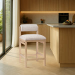 Roundhill Linen Textured Fabric Upholstered Counter Stool in Beige