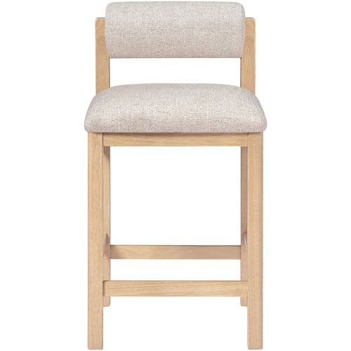 Roundhill Linen Textured Fabric Upholstered Counter Stool in Beige