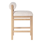 Roundhill Linen Textured Fabric Upholstered Counter Stool in Beige