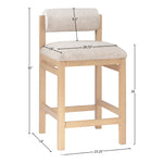 Roundhill Linen Textured Fabric Upholstered Counter Stool in Beige