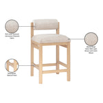 Roundhill Linen Textured Fabric Upholstered Counter Stool in Beige