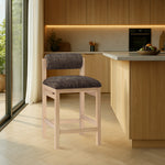 Roundhill Linen Textured Fabric Upholstered Counter Stool in Brown