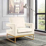 Noah Velvet Upholstered Accent Chair (511-) in Cream