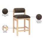Roundhill Linen Textured Fabric Upholstered Counter Stool in Brown