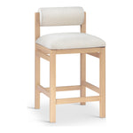 Roundhill Linen Textured Fabric Upholstered Counter Stool in Cream