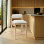 Roundhill Linen Textured Fabric Upholstered Counter Stool in Cream