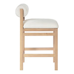 Roundhill Linen Textured Fabric Upholstered Counter Stool in Cream
