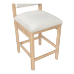 Roundhill Linen Textured Fabric Upholstered Counter Stool in Cream
