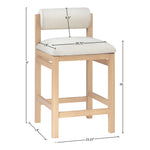 Roundhill Linen Textured Fabric Upholstered Counter Stool in Cream