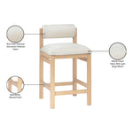 Roundhill Linen Textured Fabric Upholstered Counter Stool in Cream