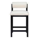 Roundhill Linen Textured Fabric Upholstered Counter Stool in Cream