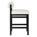 Roundhill Linen Textured Fabric Upholstered Counter Stool in Cream