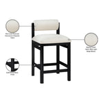 Roundhill Linen Textured Fabric Upholstered Counter Stool in Cream