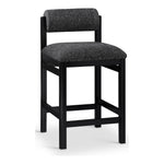 Roundhill Linen Textured Fabric Upholstered Counter Stool in Black