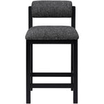 Roundhill Linen Textured Fabric Upholstered Counter Stool in Black
