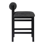 Roundhill Linen Textured Fabric Upholstered Counter Stool in Black