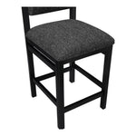 Roundhill Linen Textured Fabric Upholstered Counter Stool in Black