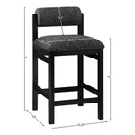 Roundhill Linen Textured Fabric Upholstered Counter Stool in Black