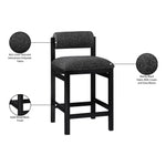 Roundhill Linen Textured Fabric Upholstered Counter Stool in Black