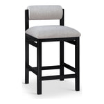 Roundhill Linen Textured Fabric Upholstered Counter Stool in Grey