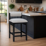 Roundhill Linen Textured Fabric Upholstered Counter Stool in Grey