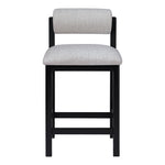 Roundhill Linen Textured Fabric Upholstered Counter Stool in Grey