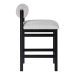 Roundhill Linen Textured Fabric Upholstered Counter Stool in Grey