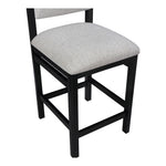 Roundhill Linen Textured Fabric Upholstered Counter Stool in Grey