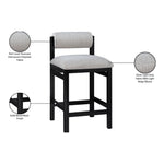 Roundhill Linen Textured Fabric Upholstered Counter Stool in Grey