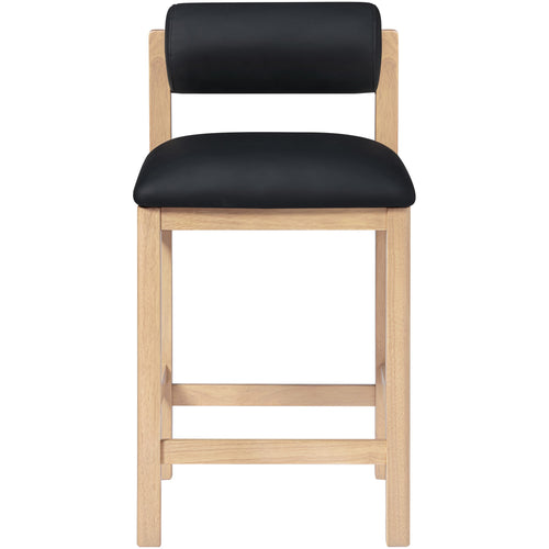 Roundhill Vegan Leather Upholstered Counter Stool in Black