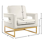 Noah Velvet Upholstered Accent Chair (511-) in Cream