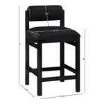 Roundhill Vegan Leather Upholstered Counter Stool in Black