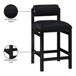 Roundhill Vegan Leather Upholstered Counter Stool in Black