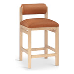 Roundhill Vegan Leather Upholstered Counter Stool in Cognac