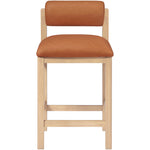 Roundhill Vegan Leather Upholstered Counter Stool in Cognac