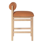 Roundhill Vegan Leather Upholstered Counter Stool in Cognac