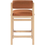 Roundhill Vegan Leather Upholstered Counter Stool in Cognac