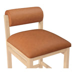 Roundhill Vegan Leather Upholstered Counter Stool in Cognac